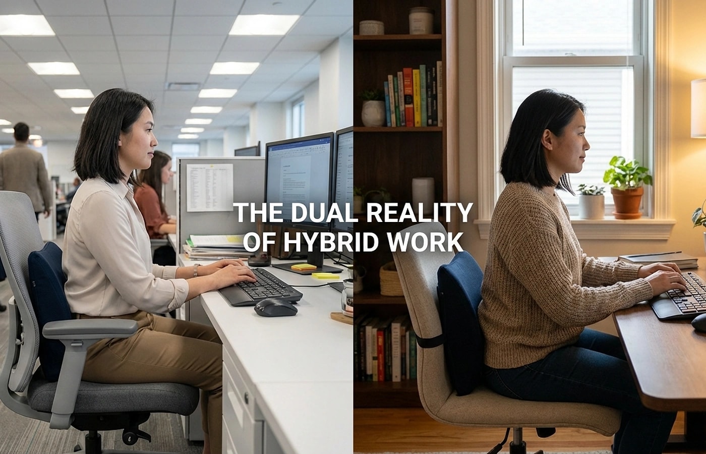 Hybrid Workers Switching Between Home and Office