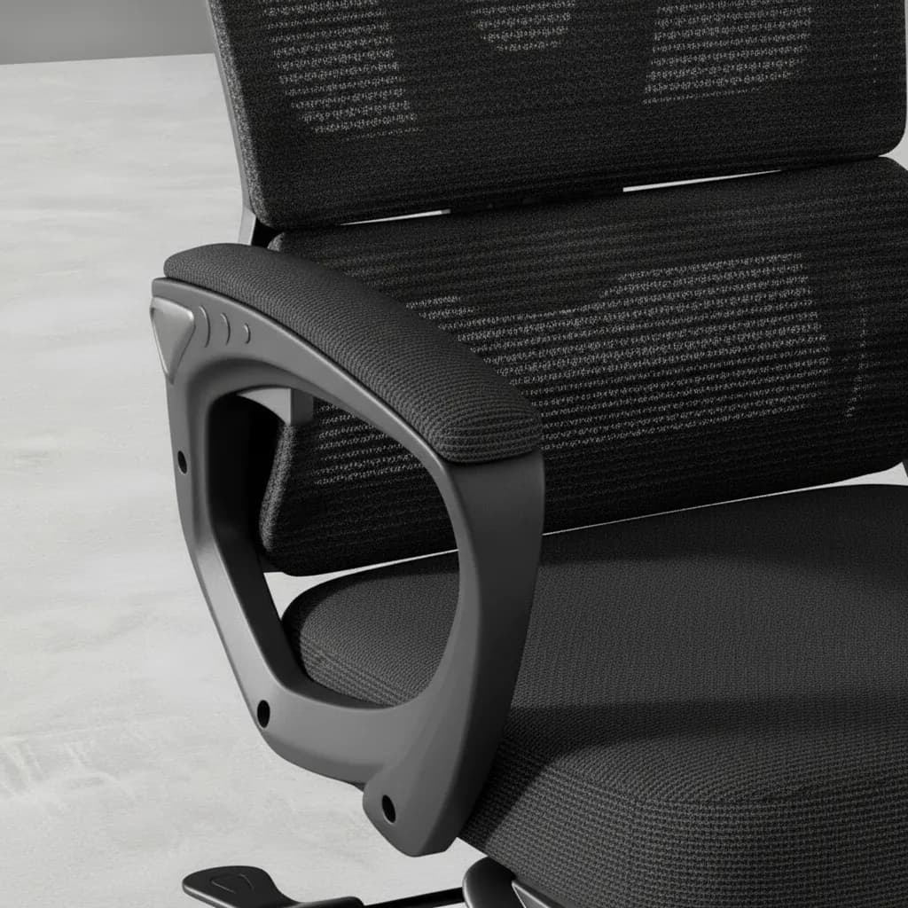 The aluminium base, frame and breathable mesh back of the chair