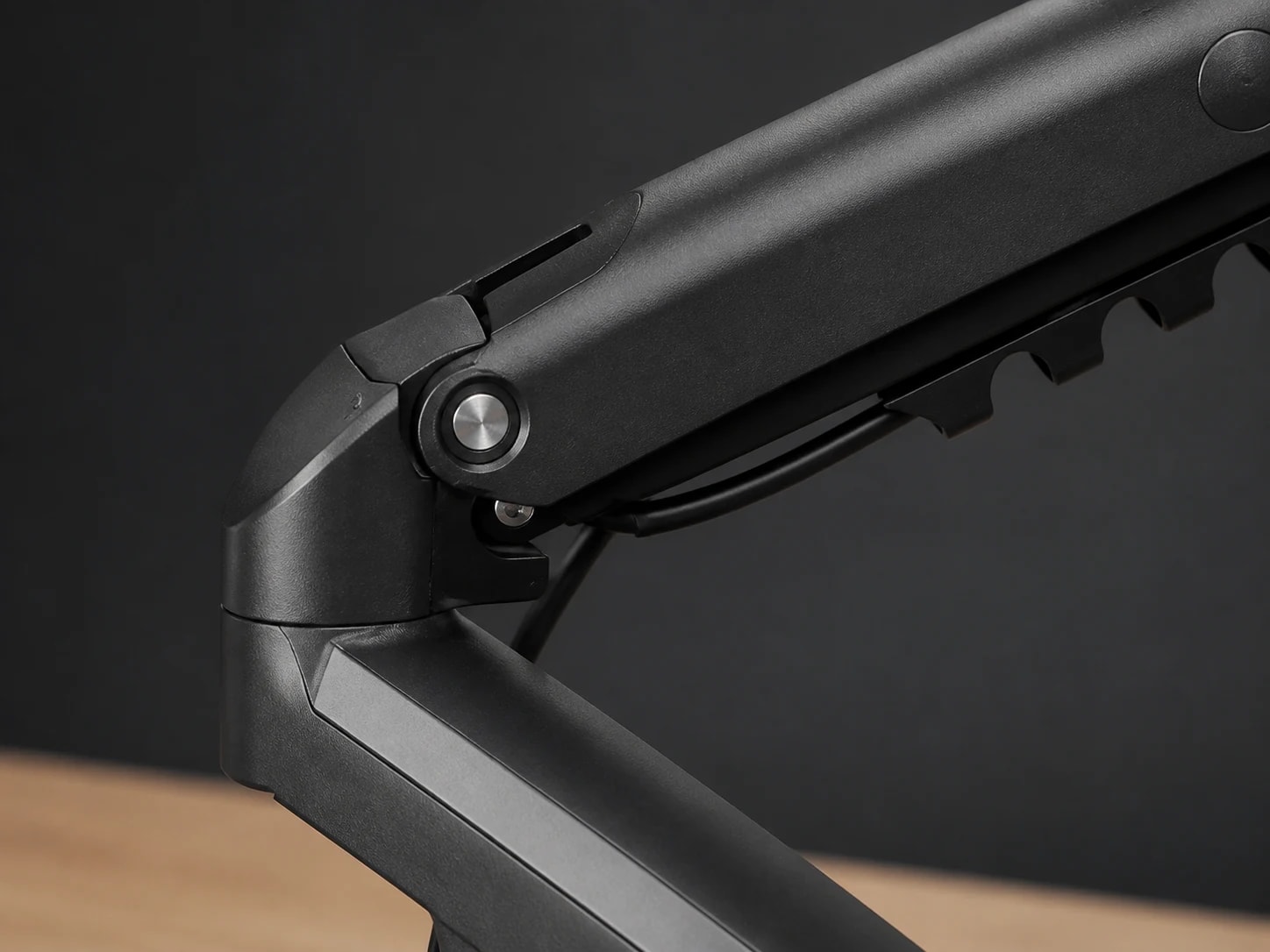 Close view of the ViewGlide 32 monitor arm hinge and adjustment mechanism