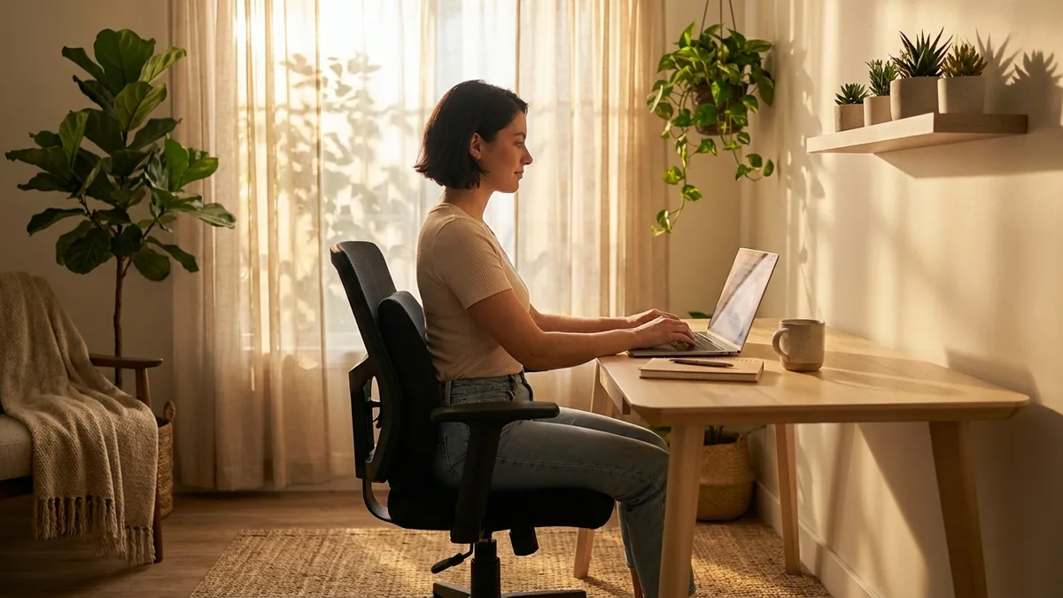 Correct lumbar pillow positioning at belt level for proper spine support